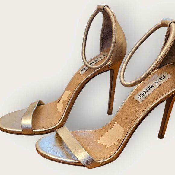 Steve Madden Metallic Gold Heels SZ 8.5 - Picture 2 of 5